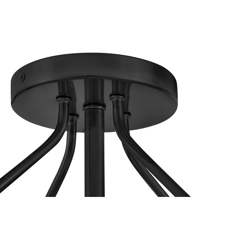Lark Gus 14in 3-Light Semi-Flush Mount | Transitional Black Steel and Etched Opal Glass | Entryway & Hallway | 14 x 14 x 9 in | Model 84363BK