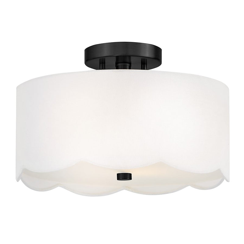 Lark Bliss 2 Light 14" Semi-Flush Mount, Black/Inside Etched - 84381BK