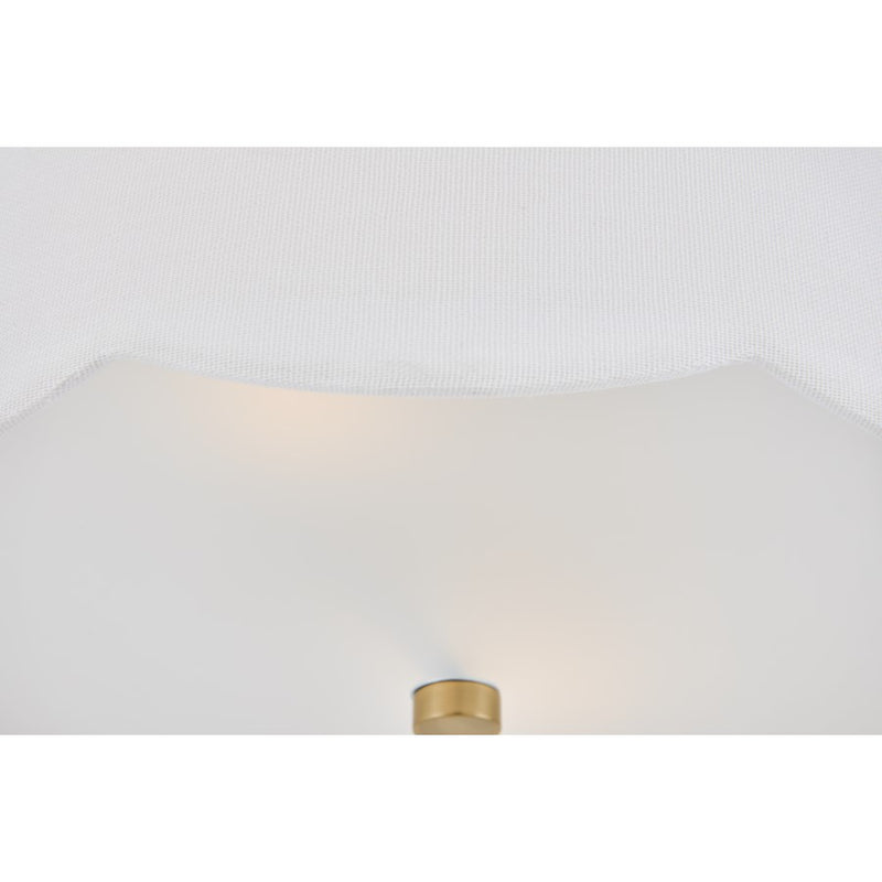 Lark Bliss 14in 2-Light Semi-Flush Mount | Classic Lacquered Brass Steel and Off-White Linen Shade | Living Room & Bedroom Hallway | 14 x | Model 84381LCB