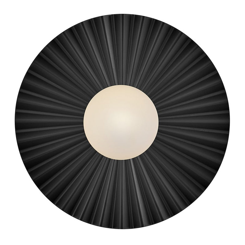 Lark Stevie 13in 1-Light Flush Mount | Modern Black Steel and Etched Opal Glass | Bedroom & Hallway | 13 x 13 x 5 in | Model 84393BK