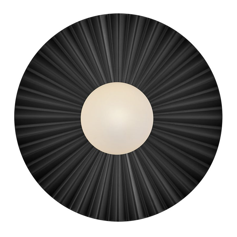 Lark Stevie 13in 1-Light Flush Mount | Modern Black Steel and Etched Opal Glass | Bedroom & Hallway | 13 x 13 x 5 in | Model 84393BK