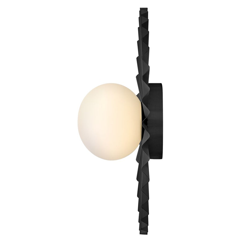 Lark Stevie 13in 1-Light Flush Mount | Modern Black Steel and Etched Opal Glass | Bedroom & Hallway | 13 x 13 x 5 in | Model 84393BK