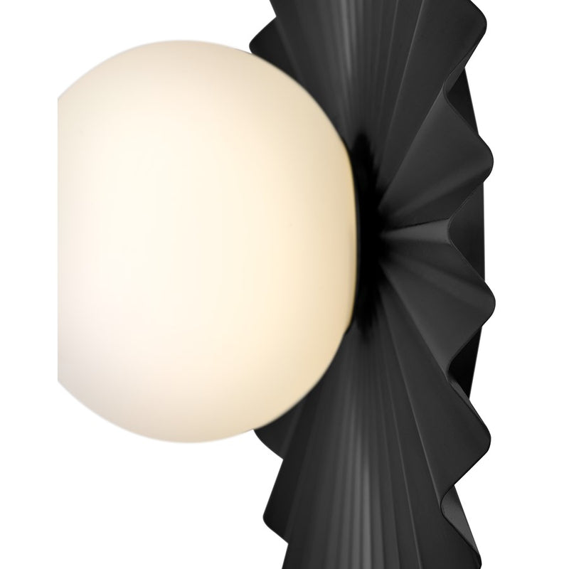Lark Stevie 13in 1-Light Flush Mount | Modern Black Steel and Etched Opal Glass | Bedroom & Hallway | 13 x 13 x 5 in | Model 84393BK