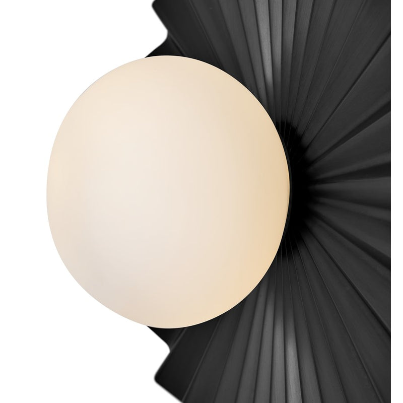 Lark Stevie 13in 1-Light Flush Mount | Modern Black Steel and Etched Opal Glass | Bedroom & Hallway | 13 x 13 x 5 in | Model 84393BK