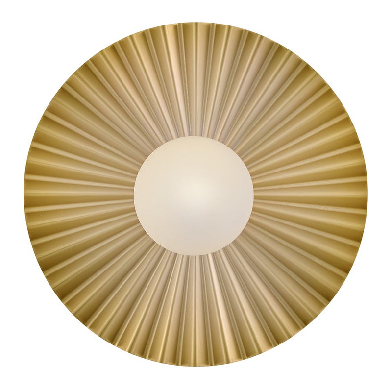 Lark Stevie 1-Light Medium Flush Mount | Modern Lacquered Brass Steel and Etched Opal Glass | Bedroom & Hallway Ceiling Light | 13 x 13 x | Model 84393LCB