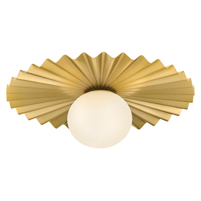 Lark Stevie 1-Light Medium Flush Mount | Modern Lacquered Brass Steel and Etched Opal Glass | Bedroom & Hallway Ceiling Light | 13 x 13 x | Model 84393LCB