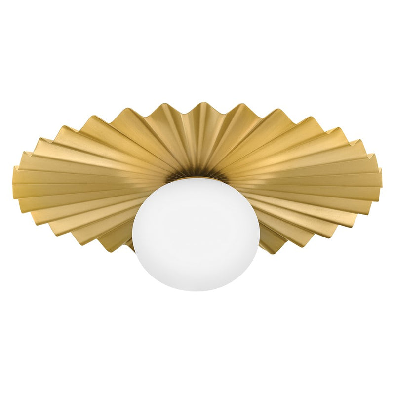 Lark Stevie 1-Light Medium Flush Mount | Modern Lacquered Brass Steel and Etched Opal Glass | Bedroom & Hallway Ceiling Light | 13 x 13 x | Model 84393LCB