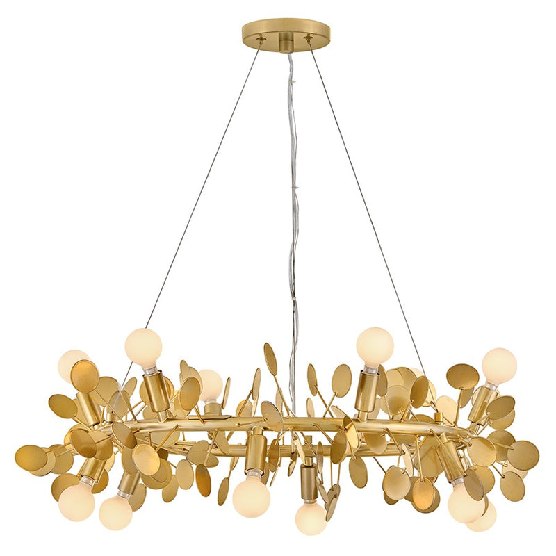 Lark Lolli 30in 12-Light Chandelier | Modern Distressed Brass Steel | Dining Room & Living Room | 30 x 30 x 10 in | Model 84406DA