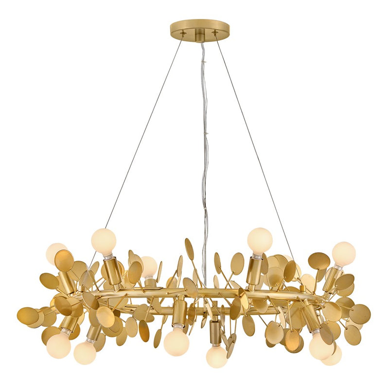 Lark Lolli 30in 12-Light Chandelier | Modern Distressed Brass Steel | Dining Room & Living Room | 30 x 30 x 10 in | Model 84406DA