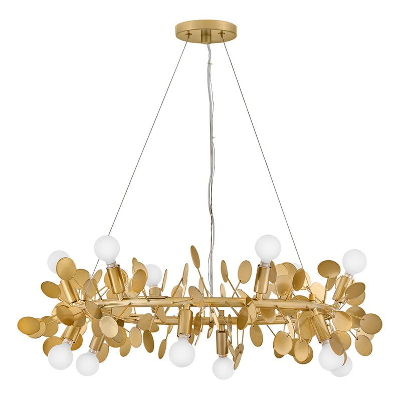 Lark Lolli 30in 12-Light Chandelier | Modern Distressed Brass Steel | Dining Room & Living Room | 30 x 30 x 10 in | Model 84406DA