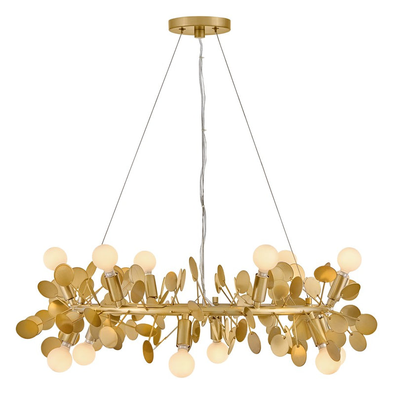 Lark Lolli 30in 12-Light Chandelier | Modern Distressed Brass Steel | Dining Room & Living Room | 30 x 30 x 10 in | Model 84406DA