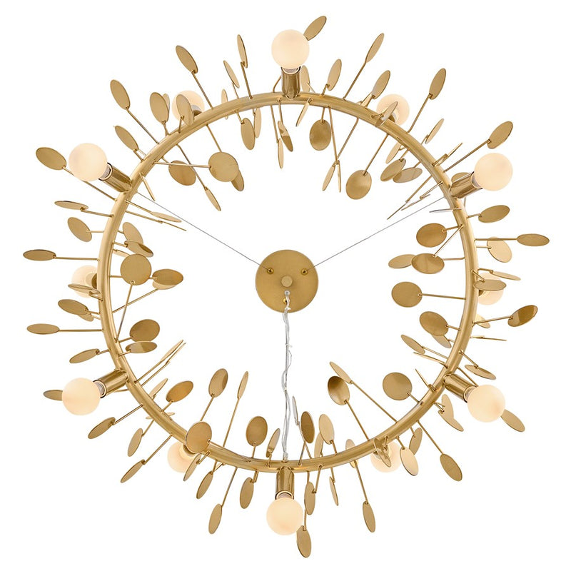 Lark Lolli 30in 12-Light Chandelier | Modern Distressed Brass Steel | Dining Room & Living Room | 30 x 30 x 10 in | Model 84406DA