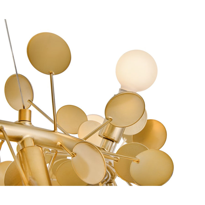 Lark Lolli 30in 12-Light Chandelier | Modern Distressed Brass Steel | Dining Room & Living Room | 30 x 30 x 10 in | Model 84406DA