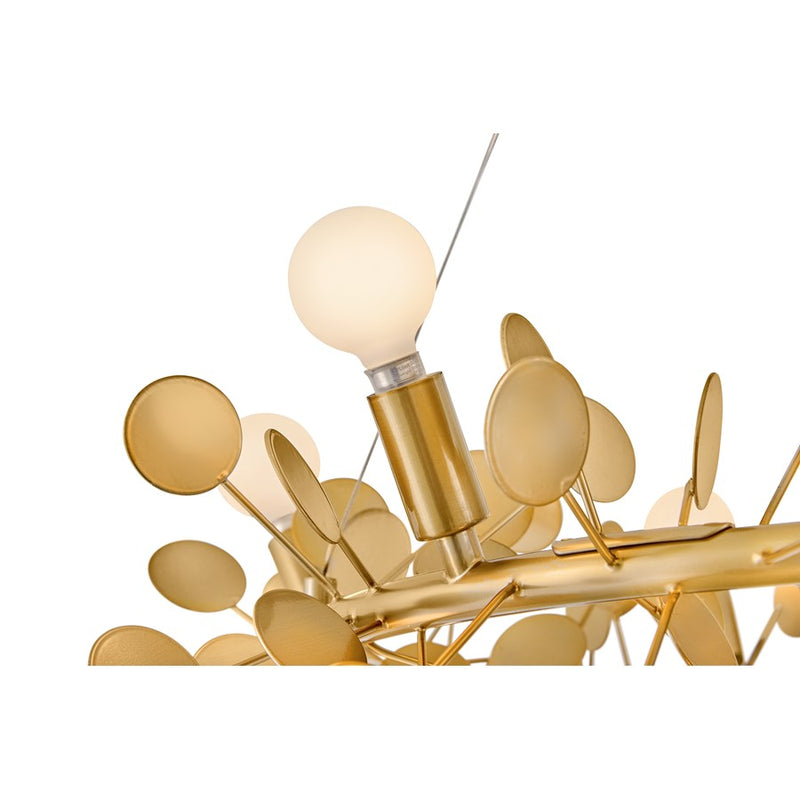 Lark Lolli 30in 12-Light Chandelier | Modern Distressed Brass Steel | Dining Room & Living Room | 30 x 30 x 10 in | Model 84406DA