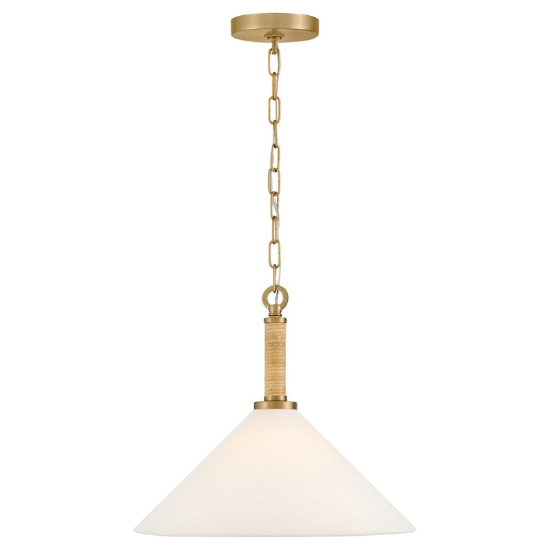 Lark Cove 16in 1-Light Pendant | Coastal Lacquered Brass Steel and Off-White Linen Shade | Kitchen Island & Dining Room | 16 x 16 x 14 in | Model 84417LCB