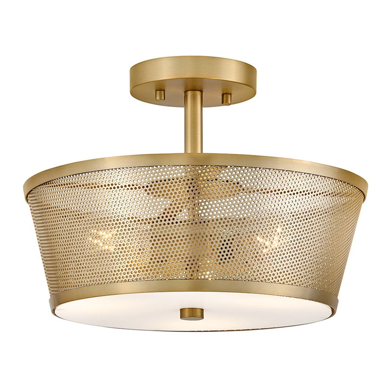 Lark Cash 3 Light 14" Semi-Flush Mount, Lacquered Brass - 84421LCB