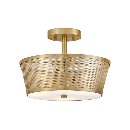 Lark Cash 3 Light 14" Semi-Flush Mount, Lacquered Brass