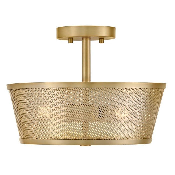 Lark Cash 3 Light 14" Semi-Flush Mount, Lacquered Brass