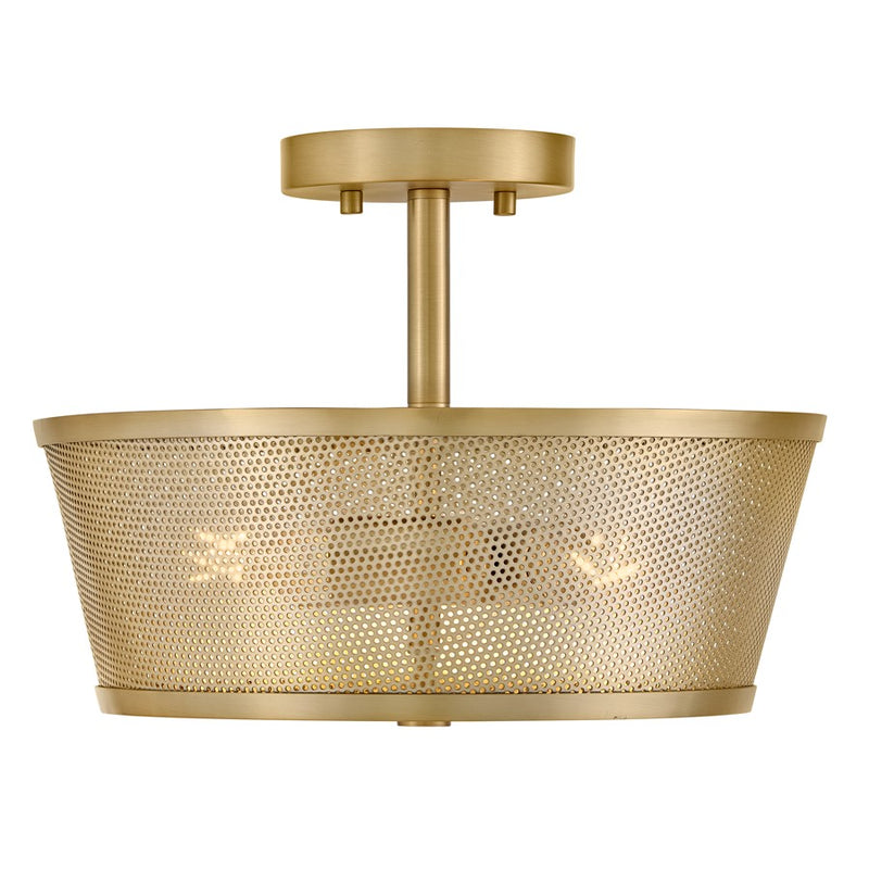 Lark Cash 3 Light 14" Semi-Flush Mount, Lacquered Brass