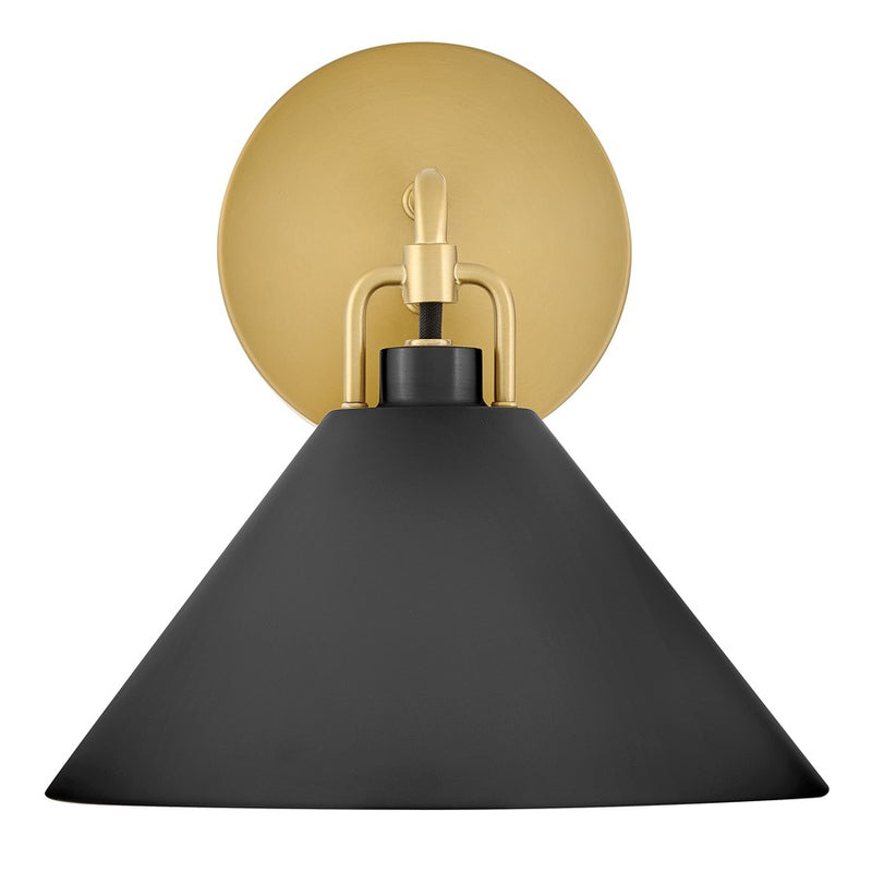 Lark Milo 1-Light Wall Sconce | Classic Transitional Lacquered Brass Steel and Black Accent | Bedroom & Hallway Accent Light | 10 x 9 | Model 84430LCB-BK