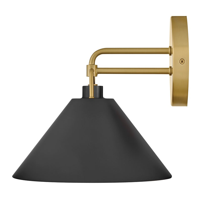 Lark Milo 1-Light Wall Sconce | Classic Transitional Lacquered Brass Steel and Black Accent | Bedroom & Hallway Accent Light | 10 x 9 | Model 84430LCB-BK