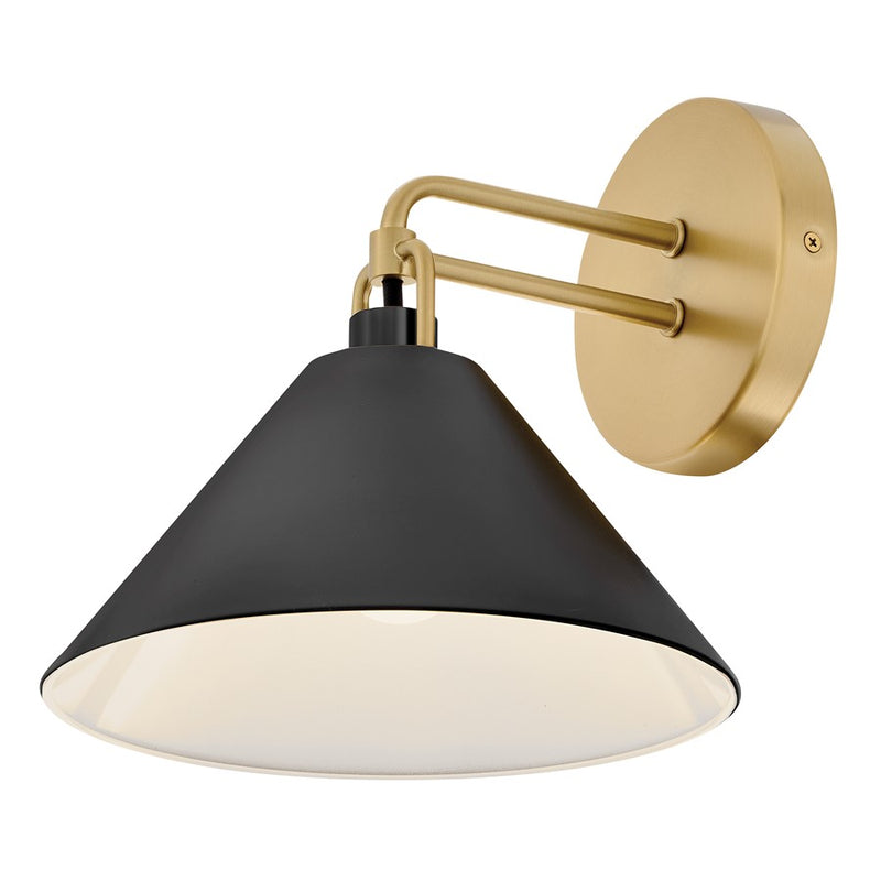 Lark Milo 1-Light Wall Sconce | Classic Transitional Lacquered Brass Steel and Black Accent | Bedroom & Hallway Accent Light | 10 x 9 | Model 84430LCB-BK