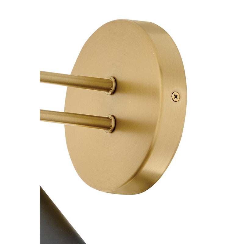 Lark Milo 1-Light Wall Sconce | Classic Transitional Lacquered Brass Steel and Black Accent | Bedroom & Hallway Accent Light | 10 x 9 | Model 84430LCB-BK