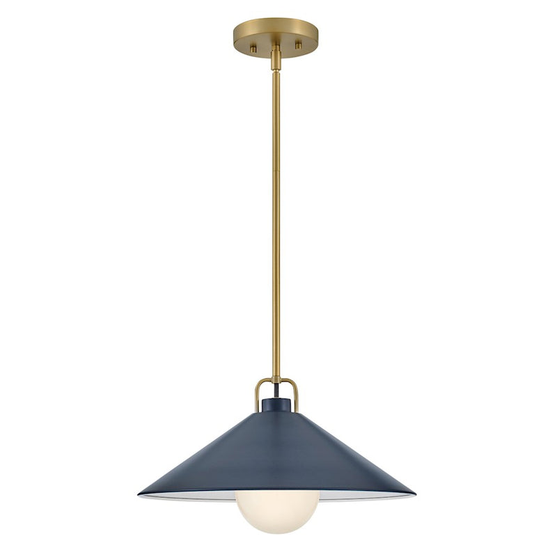 Lark Milo 7in 1-Light Pendant | Classic Lacquered Brass and Black Steel with White Interior | Kitchen Island & Dining Room | 16 x 16 x | Model 84437LCB-BK