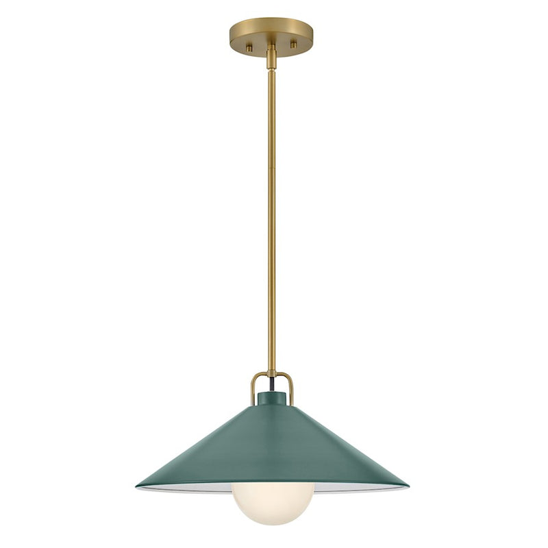Lark Milo 7in 1-Light Pendant | Classic Lacquered Brass and Black Steel with White Interior | Kitchen Island & Dining Room | 16 x 16 x | Model 84437LCB-BK