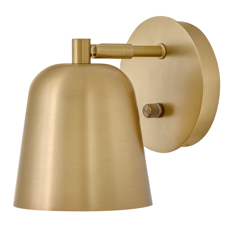 Hinkley Lark Jojo 1-Light Wall Sconce | Modern Lacquered Brass Steel and Adjustable Cylinder Shade | Bedroom & Living Room Reading Light | Model 84460LCB