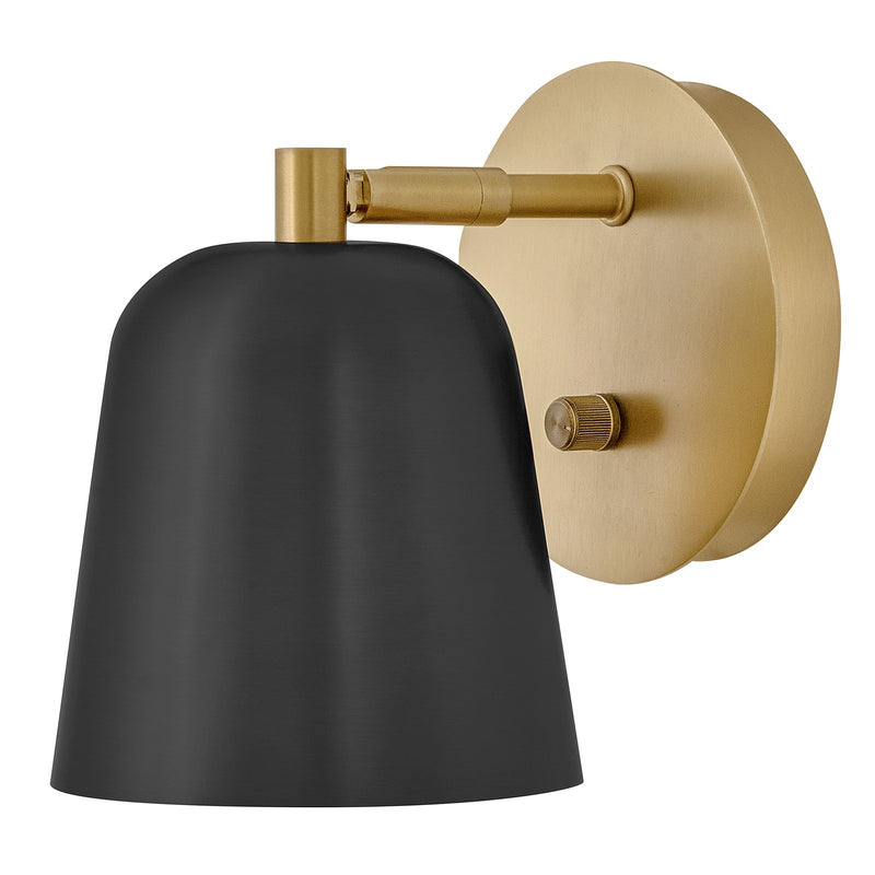 Hinkley Lark Jojo 1-Light Wall Sconce | Modern Lacquered Brass and Black Steel Cylinder | Bedroom & Living Room Reading Light | 8in | Model 84460LCB-BK