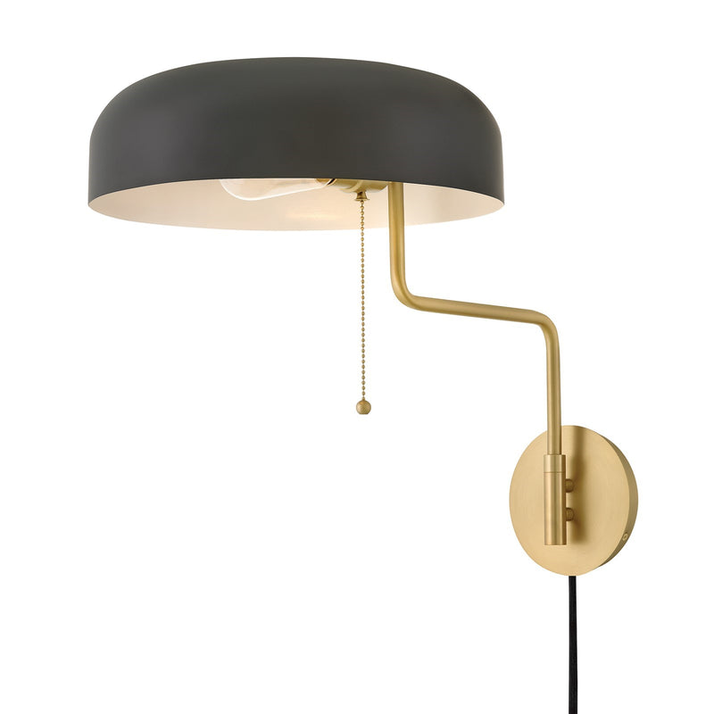Hinkley Lark Ledger 21in 1-Light Wall Sconce | Modern Lacquered Brass Steel and Black Metal | Dry Rated Reading Light | 21 x 12 x 14 in | Model 84480LCB-BK