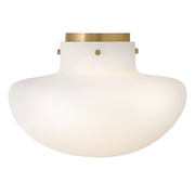 Hinkley Lark Molly 15in 3-Light Flush Mount | Transitional Lacquered Brass Steel and Etched Opal Glass | Bedroom & Hallway | 15 x 15 x 10 | Model 84491LCB