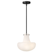 Hinkley Lark Molly 12in 1-Light Pendant | Transitional Black Steel and Etched Opal Glass | Kitchen Island & Dining Room | 12 x 12 x 11 in | Model 84497BK