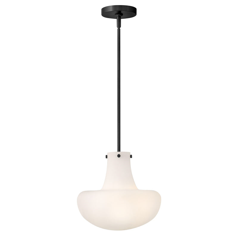 Hinkley Lark Molly 12in 1-Light Pendant | Transitional Black Steel and Etched Opal Glass | Kitchen Island & Dining Room | 12 x 12 x 11 in | Model 84497BK