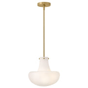Hinkley Molly 12in 1-Light Pendant | Transitional Lacquered Brass Steel and Etched Opal Glass | Kitchen Island & Dining Room | 12 x 12 x | Model 84497LCB