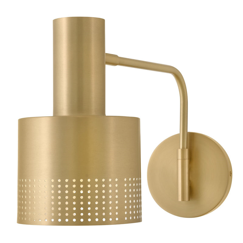Hinkley Casey 1-Light Wall Sconce | Modern Lacquered Brass Steel and Perforated Metal | Kitchen & Dining Room Accent | 16.75in Extension | Model 84620LCB
