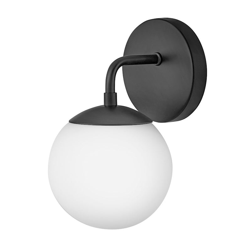 Lark Juniper 7in 1-Light Wall Sconce | Modern Matte Black Steel and Etched Opal Glass | Bathroom & Hallway Accent | 7 x 6 x 10 in | Model 85000BK