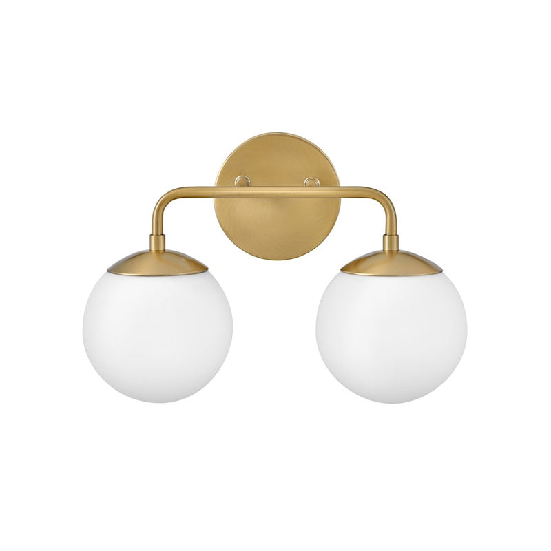 Lark Juniper 15in 2-Light Bath Vanity | Modern Lacquered Brass Steel and Etched Opal Glass | Bathroom Vanity Light | 7.25 x 15 x 10 in | Model 85002LCB