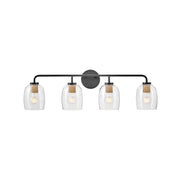 Lark Percy 4 Light 7" Vanity, Black/Clear - 85014BK