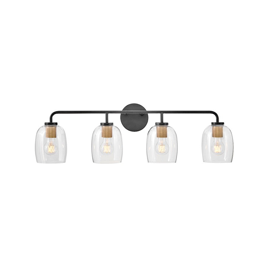 Lark Percy 4 Light 7" Vanity, Black/Clear - 85014BK