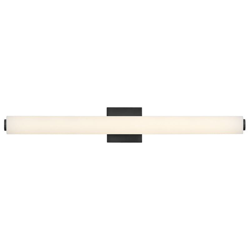 Hinkley Lark Marti 32in 1-Light LED Bath Sconce | Modern Black Steel and Etched White Glass | Bathroom & Hallway | 4200 Lumens 3000K | Model 85243BK