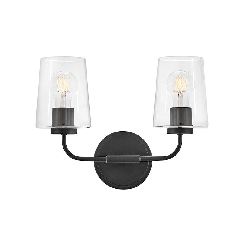 Lark Lighting Kline 3-Light Bath Vanity Light | Black Finish | Clear Glass Shade | Transitional Vanity Light Above the Bathroom Mirror | 853452BK-CL
