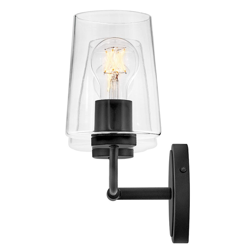 Lark Lighting Kline 3-Light Bath Vanity Light | Black Finish | Clear Glass Shade | Transitional Vanity Light Above the Bathroom Mirror | 853452BK-CL
