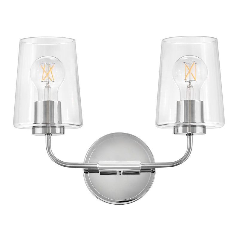 Lark Lighting Kline 2-Light Bath Vanity Light | Chrome | Transitional Vanity Light Above the Bathroom Mirror | Damp Rated Installation | 853452CM-CL