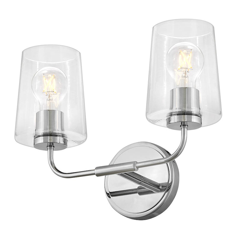 Lark Lighting Kline 2-Light Bath Vanity Light | Chrome | Transitional Vanity Light Above the Bathroom Mirror | Damp Rated Installation | 853452CM-CL