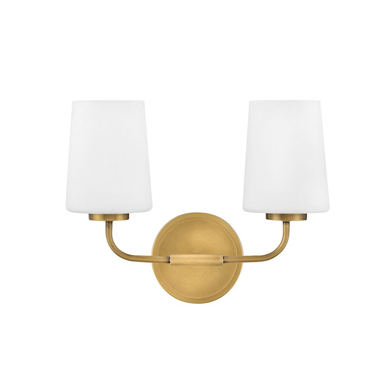 Lark Lighting Kline 2-Light Bath Vanity Light | Heritage Brass Finish | Transitional Vanity Light | Damp Rated Hardwired Installation | 853452HB-CL