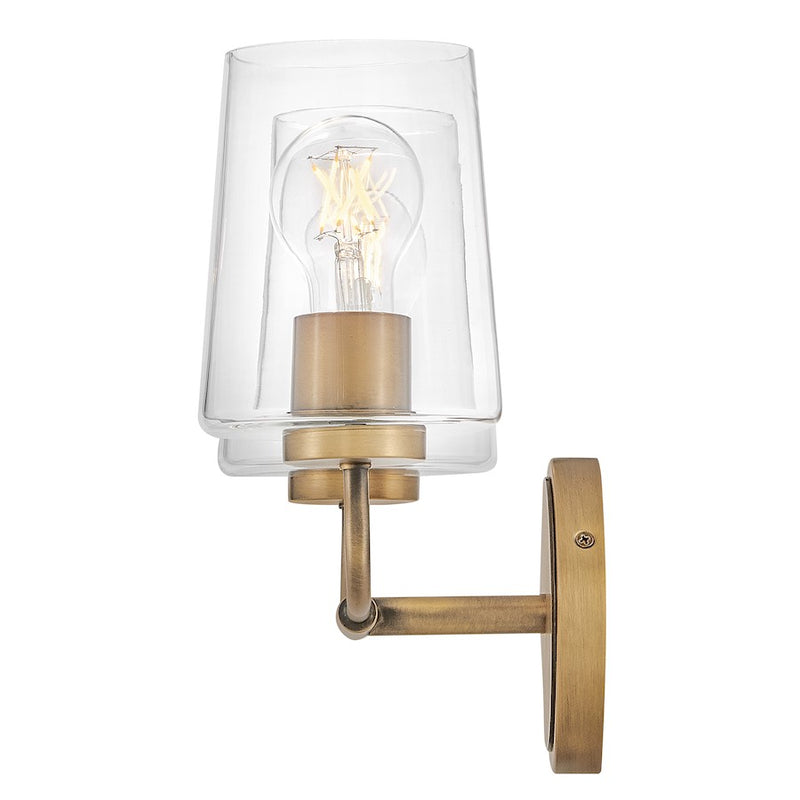 Lark Lighting Kline 2-Light Bath Vanity Light | Heritage Brass Finish | Transitional Vanity Light | Damp Rated Hardwired Installation | 853452HB-CL