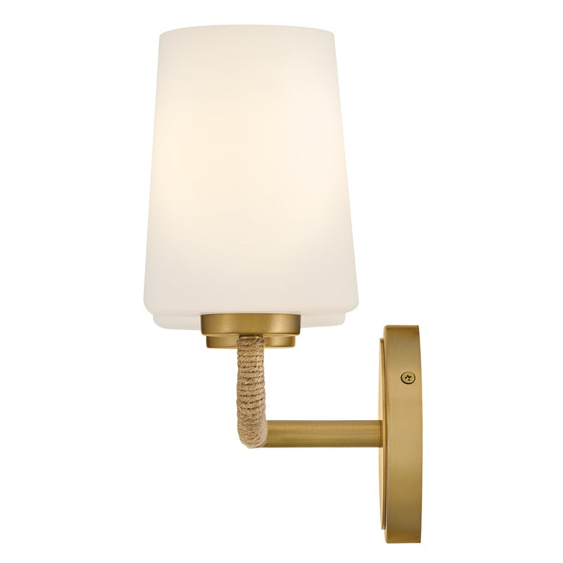 Lark Kline 2-Light Small Vanity | Coastal Lacquered Brass Steel and Natural Rope Etched Opal Glass | Bathroom Vanity Light | 6.25 x | Model 853452LCB-NAT