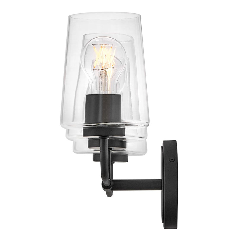 Lark Kline 24in 3-Light Bathroom Vanity Light | Transitional Black Steel and Clear Glass | Bathroom Vanity & Powder Room | 6 x 24 x 11 | Model 853453BK-CL